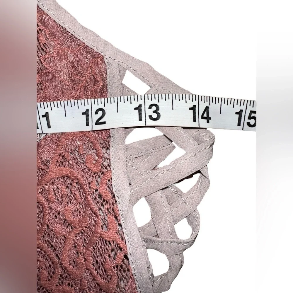 Gimmicks by BKE Rose Pink & Taupe Lace Spaghetti Straps Dress Tunic Women’s XS - Picture 9 of 12